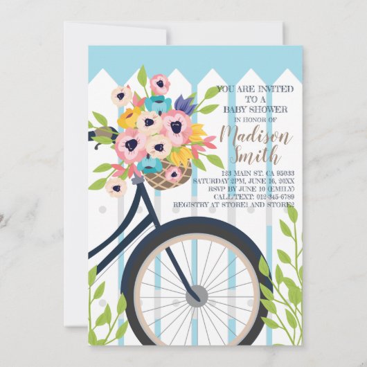 Schattige Baby shower Garden Party Bloemenuitnodig Kaart (Achterkant)