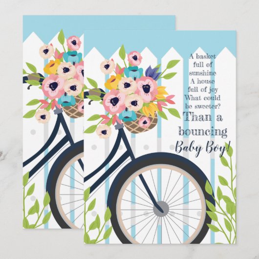 Schattige Baby shower Garden Party Bloemenuitnodig Kaart (Voorkant / Achterkant)