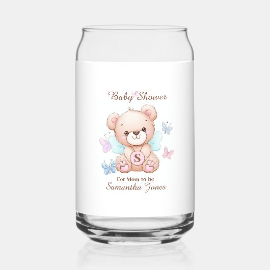 Schattige Baby shower gepersonaliseerd Blikvorm Glas (Achterkant)