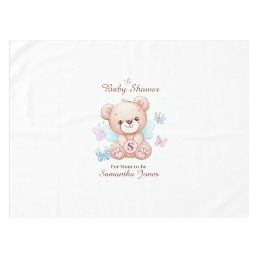 Schattige Baby shower gepersonaliseerd Tafelkleed (Voorkant (Horizontaal))