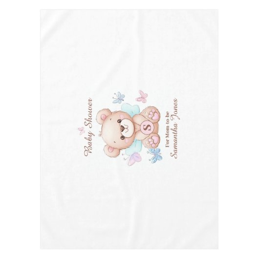 Schattige Baby shower gepersonaliseerd Tafelkleed (Voorkant)
