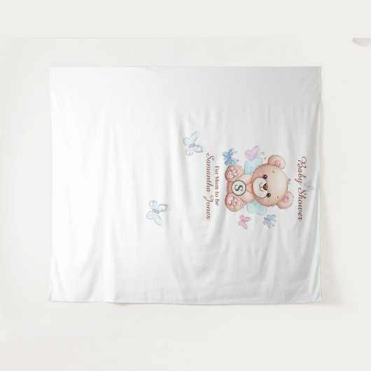 Schattige Baby shower gepersonaliseerd Wandkleed (Voorkant (horizontaal))