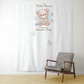 Schattige Baby shower gepersonaliseerd Wandkleed (In situ)