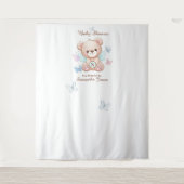 Schattige Baby shower gepersonaliseerd Wandkleed (Voorkant)