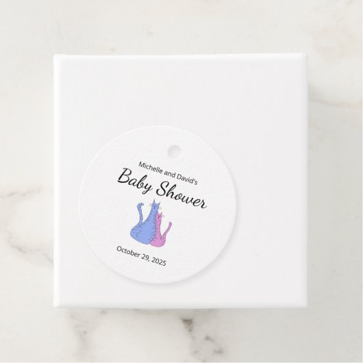 Schattige Baby shower Kat Twins Blauw Roze Bedankjes Labels (In situ)