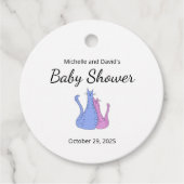Schattige Baby shower Kat Twins Blauw Roze Bedankjes Labels (Voorkant)