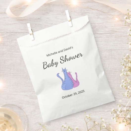 Schattige Baby shower Kat Twins Blauw Roze Bedankzakje (Geknipt)