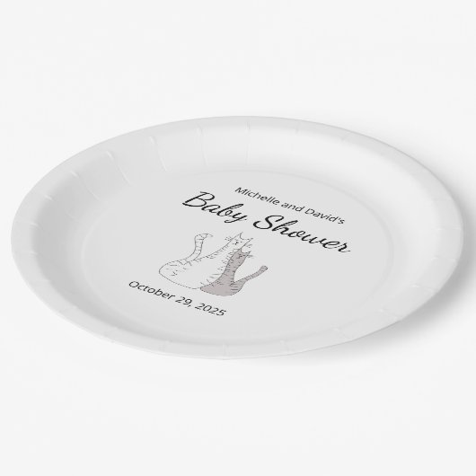 Schattige Baby shower Katten Tweeling Genderneutra Papieren Bordje (Gekanteld)