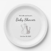 Schattige Baby shower Katten Tweeling Genderneutra Papieren Bordje (Voorkant)
