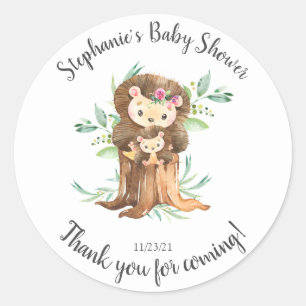 Schattige Baby shower Mam & Baby Hedegel Favor Ronde Sticker