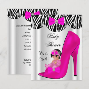 Schattige Baby Shower Meisje Heet Roze Babyschoen Kaart