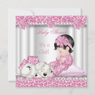 Schattige baby shower meisje roze luipaard kaart