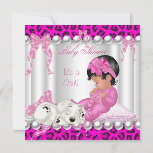 Schattige baby shower meisje roze luipaard kaart