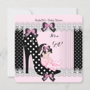 Schattige baby shower meisje roze polka stippen ho kaart