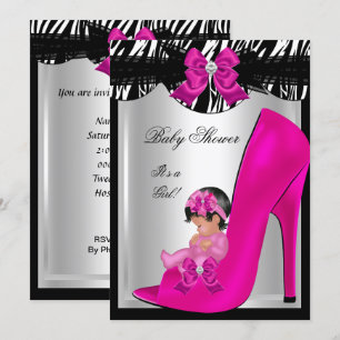 Schattige baby shower meisje zebra hete roze babys kaart