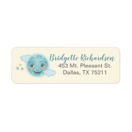 Schattige Baby shower over de maan retouradres Etiket