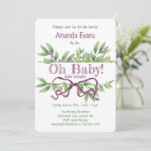 Schattige Baby shower Paarse Kaart (Staand voorkant)