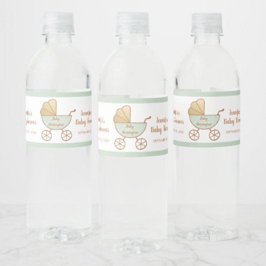 Schattige Baby shower Pastel Mint Groen Retro Carr Waterfles Etiket (Flessen)