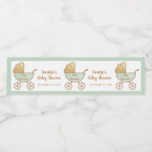 Schattige Baby shower Pastel Mint Groen Retro Carr Waterfles Etiket (Enkel label)