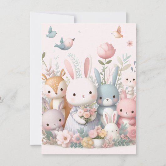 Schattige Baby shower Pastel Whimsy Animals Bedankkaart (Achterkant)