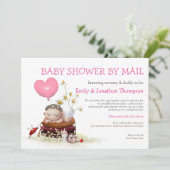 Schattige Baby shower per post lieveheersbloem Kaart (Staand voorkant)
