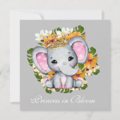schattige baby shower Princess bloom-olifant Kaart (Voorkant)