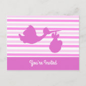 Schattige Baby shower Roze Gestreept Meisje met Oo Uitnodiging Briefkaart (Voorkant)