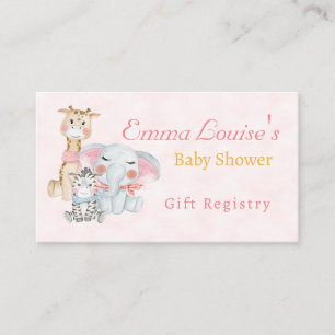 Schattige Baby shower Safari Animals Gift Registry Informatiekaartje