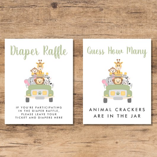 Schattige Baby shower Safari Games Poster Set