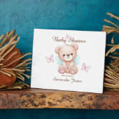 Schattige Baby shower Tafelblad Plaque met Ezel Fotoplaat (Zijkant)