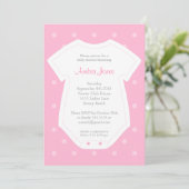 Schattige Baby shower Uitnodiging in Roze voor een (Staand voorkant)