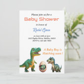 Schattige Baby shower Uitnodiging met het uitkomen (Staand voorkant)