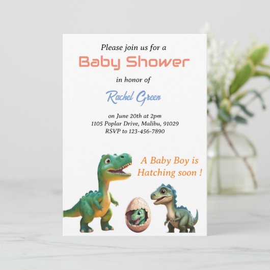 Schattige Baby shower Uitnodiging met het uitkomen (Staand voorkant)