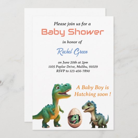 Schattige Baby shower Uitnodiging met het uitkomen (Voorkant / Achterkant)