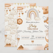 Schattige Baby Shower Uitnodigingen met een Zacht  (Voorkant / Achterkant)