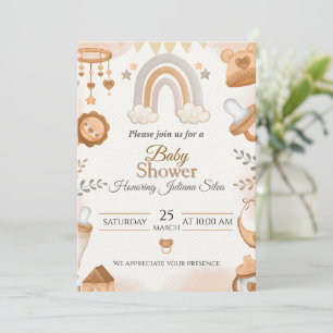Schattige Baby Shower Uitnodigingen met een Zacht