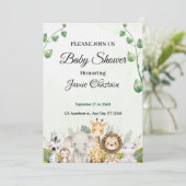 schattige Baby Shower Uitnodigingen met Schattigee (Staand voorkant)