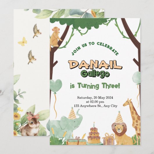 Schattige Baby Shower Uitnodigingen met Schattigee (Voorkant / Achterkant)