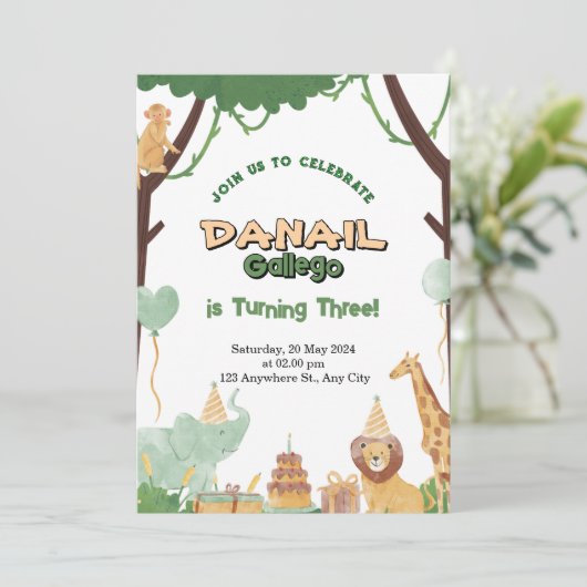 Schattige Baby Shower Uitnodigingen met Schattigee (Staand voorkant)