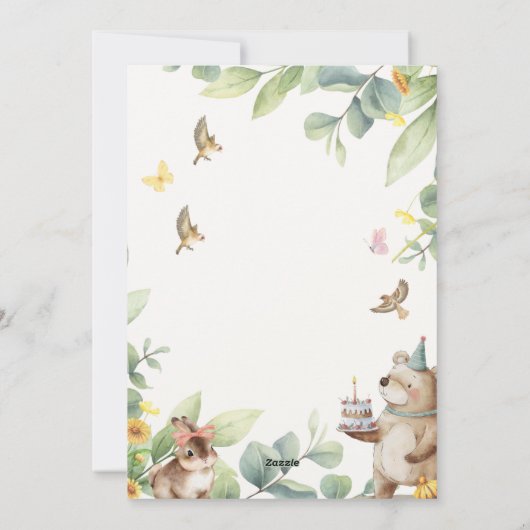 Schattige Baby Shower Uitnodigingen met Schattigee (Achterkant)