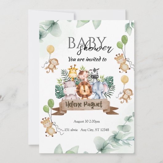 Schattige Baby Shower Uitnodigingen voor een memor (Voorkant)