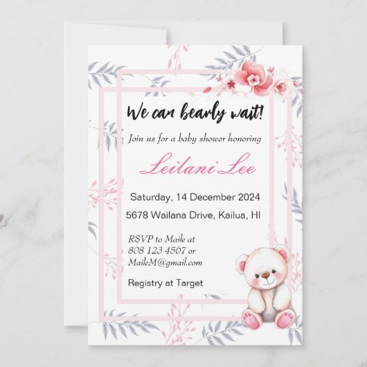Schattige baby shower van Bearly Wait Kaart (Voorkant)