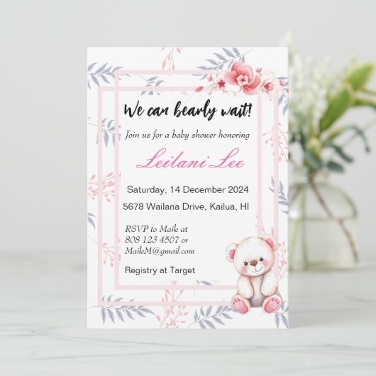 Schattige baby shower van Bearly Wait Kaart (Staand voorkant)