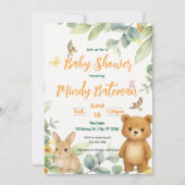 Schattige baby shower van bosdieren kaart (Voorkant)
