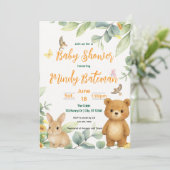 Schattige baby shower van bosdieren kaart (Staand voorkant)