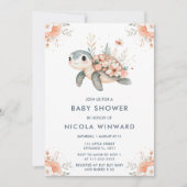 Schattige Baby shower van de bloemenschildpad Kaart (Voorkant)