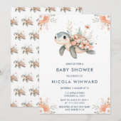 Schattige Baby shower van de bloemenschildpad Kaart (Voorkant / Achterkant)