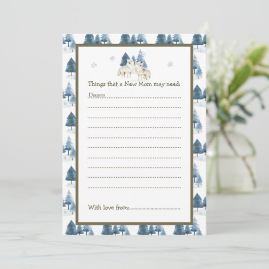 Schattige Baby shower van de noordpoolwolf Kaart (Staand voorkant)