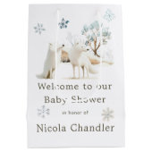Schattige Baby shower van de noordpoolwolf Medium Cadeauzakje (Achterkant)