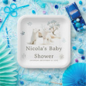 Schattige Baby shower van de noordpoolwolf Papieren Bordje (Feest)